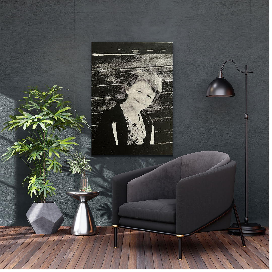 Toile souvenir personnalisée noire et blanche