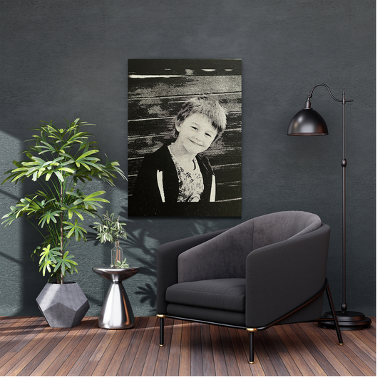 Toile souvenir personnalisée noire et blanche